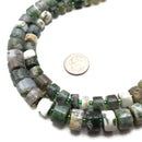 Green Moss Agate Smooth Rondelle Wheel Discs Beads 7-9mm 10-11mm 15.5" Strand