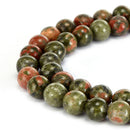 unakite smooth round beads