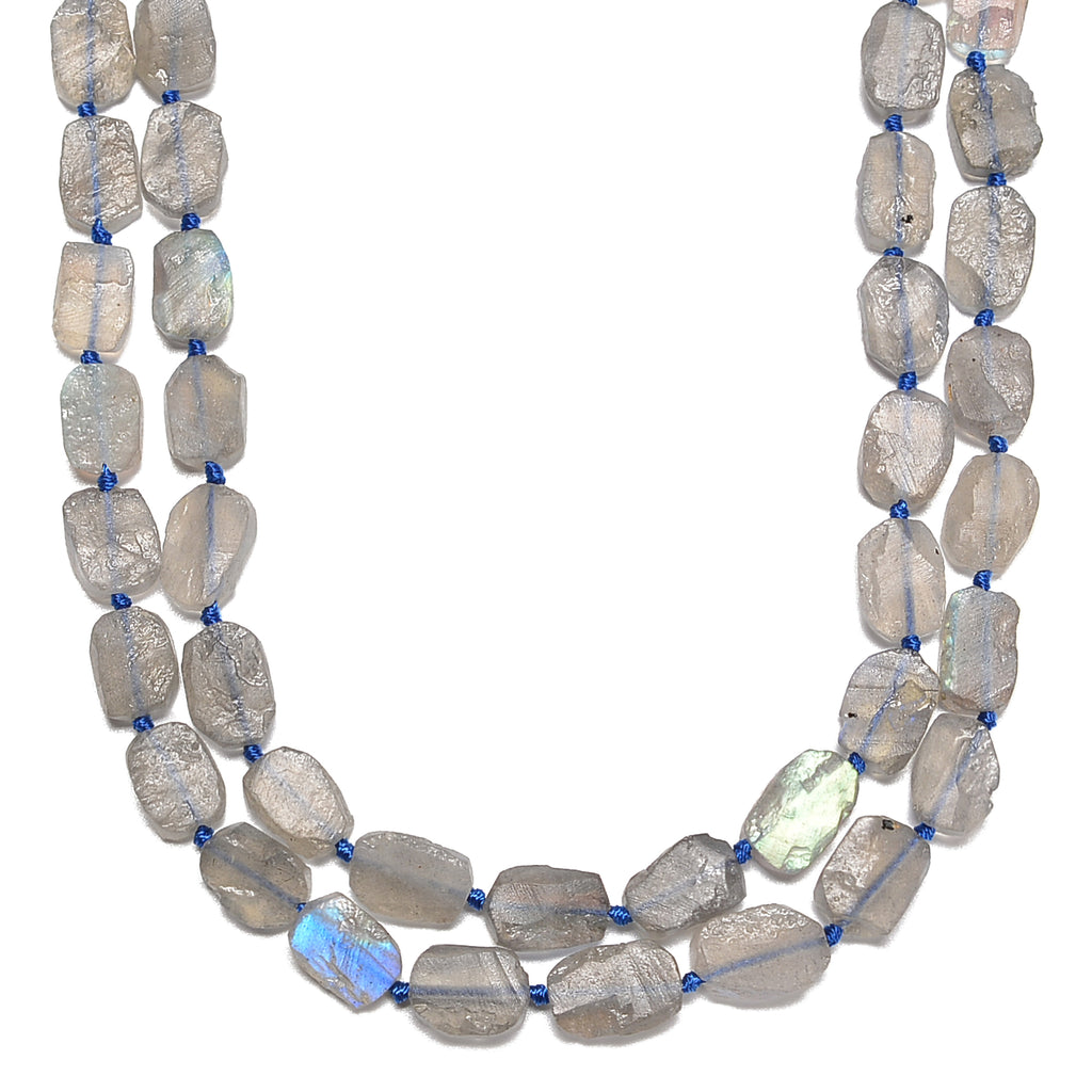 Natural Labradorite Rough Oval Shape Beads Size 10x14mm 15.5