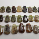 green garnet graduated faceted trapezoid shape beads