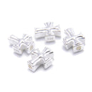 925 Sterling Silver Cross Beads Size 7.5x9mm 4 Pcs Per Bag