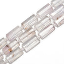 Clear Quartz Faceted Flat Rectangle Cylinder Tube Beads 14x28mm 15.5"Strand