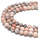 pink zebra jasper smooth round beads