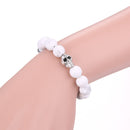 howlite bracelet silver skull matte round