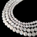 High Grade White Rainbow Moonstone Smooth Round Beads 6mm 8mm 15.5" Strand