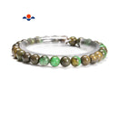 Green Brown Opal Smooth Round Elastic Bracelet Beags Size 6mm 7.5'' Length