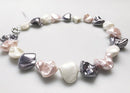Shell Pearl Necklace Nugget Mix w/Pink Color Approx 22-28mm 17" Inches Long