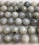 white labradorite faceted round beads