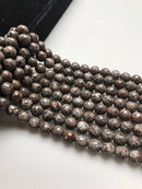 brown snowflake obsidian faceted round beads