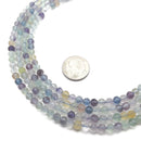 Multi Color Fluorite Faceted Round Beads Size 3mm 4mm 15.5" Strand