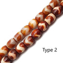 Red Antique Tibetan Dzi Agate Barrel Drum Beads 8x9mm 9x12mm 15.5" Strand
