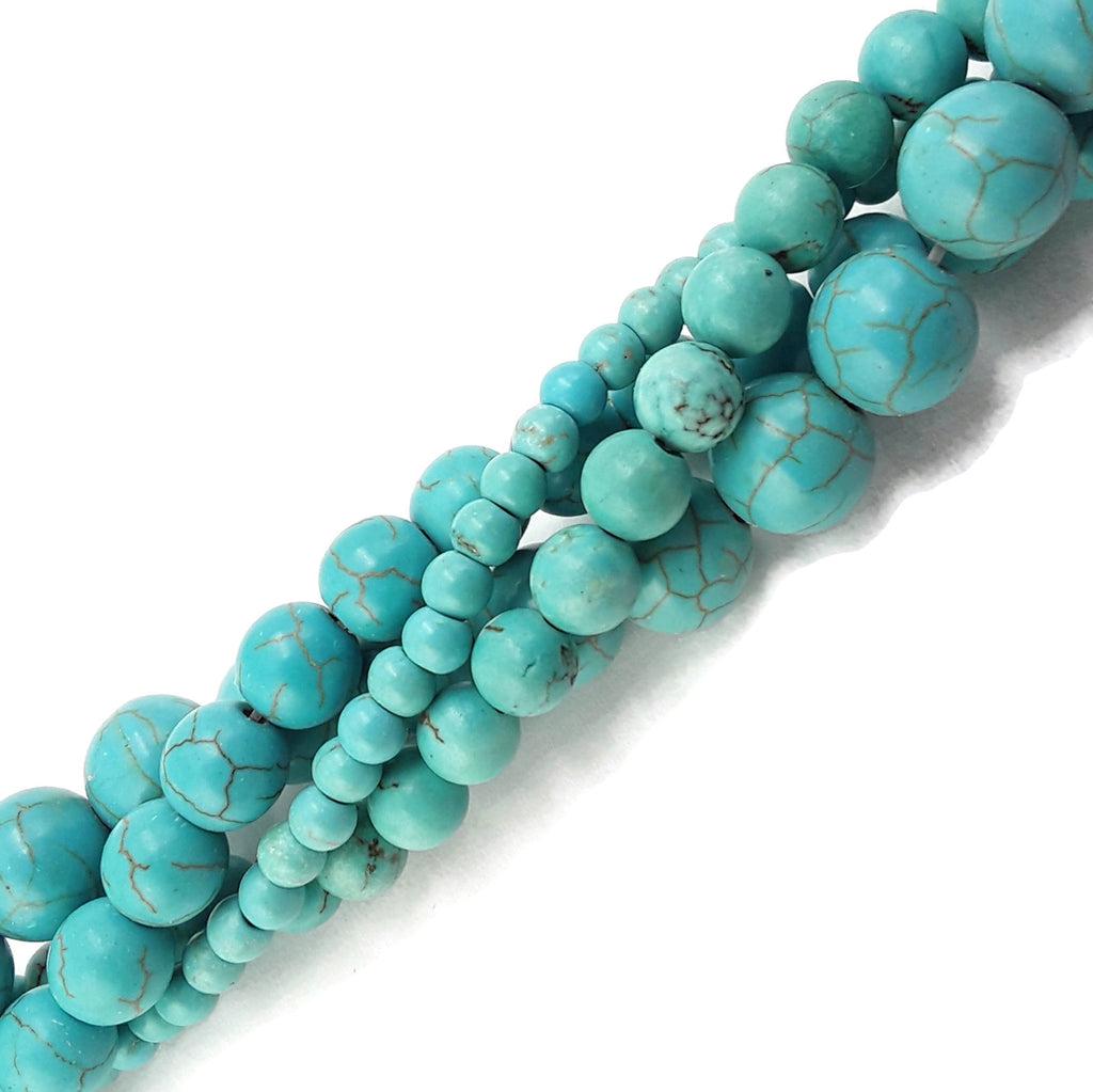 Turquoise 8 x 6mm Round Large-Hole Euro Wood Beads