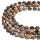 Natural Black Moonstone Prism Cut Double Point Faceted Round 8mm 15.5'' Strand
