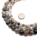 Black White Dragon Vein Agate Faceted Round Beads 6mm 8mm 10mm 15.5" Strand