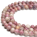 Purple Pink Tourmaline Smooth Round Beads Size 6mm 8mm 10mm 15.5'' Strand