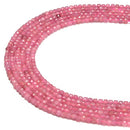 Natural Pink Tourmaline Faceted Cube Beads Size 2.5mm 15.5'' Strand