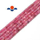 natural pink tourmaline faceted rondelle beads 