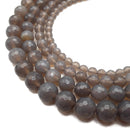 Gray Agate Faceted Round Beads 4mm 6mm 8mm 10mm 12mm Approx 15.5" Strand