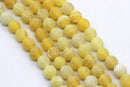 yellow fire agate Crackled matte round beads 