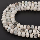 White Moonstone Black Specks Faceted Rondelle Beads 6x10mm 7x12mm 15.5'' Strand