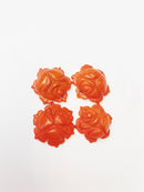 orange bamboo coral hand carved flower pendant