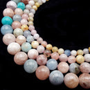 Multi Color Morganite Smooth Round Beads 4mm 6mm 8mm 10mm 12mm 15.5'' Strand