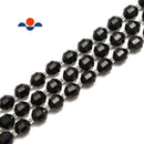 Black Onyx Prism Cut Double Point Faceted Round Beads 9x10mm 15.5'' Strand