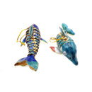 Cloisonne Christmas Tree Ornament Wiggling Dolphin Decoration 4.5" Inches Long
