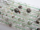 green rutilated quartz smooth round beads