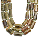 green garnet faceted flat rectangle cylinder tube beads