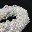 clear quartz ab coat smooth round beads