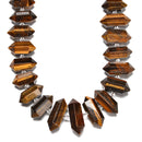 Yellow Tiger Eye Graduated Center Drill Faceted Points Size 25-35mm 15.5'' Str