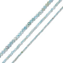 Natural Translucent Aquamarine Faceted Round Beads Size 2mm 3mm 4mm 15.5'' Strd