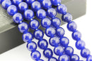large hole blue dyed jade smooth round beads