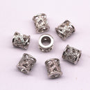silver micro pave zircon cylinder shape charm