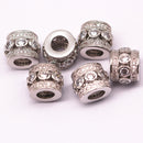 silver plated mirco pave clear zircon cylinder charm