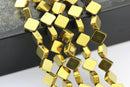 silver gold copper gray hematite flat square diamond beads