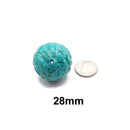 Blue Turquoise Hand Carved Flower Ball Beads Size 22mm 25mm 28mm Sold Per Piece