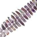 Chevron Amethyst Graduated Slab Slice Stick Points Beads Approx 20-45mm 15.5" Strand