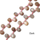 Natural Peach Moonstone Faceted Flat Teardrop Beads Size 8x10mm 15.5" Strand