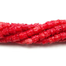 Red Bamboo Coral Hand Carved Flower Beads Size 7x8mm 15.5'' Strand
