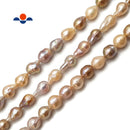 Natural Multi Peach Pink Fresh Water Pearl Baroque Drop 10mm 12mm 15.5" Strand