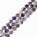 Teeth Chevron Amethyst Hexagram Cutting Faceted Coin Beads 12mm 15.5'' Strand