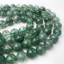 green rutilated quartz smooth round beads
