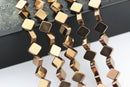 silver gold copper gray hematite flat square diamond beads