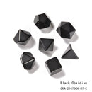 Unengraved Gemstone Polyhedral DnD Dice Dungeons & Dragons 7pc Per Set Obsidian, Tiger Eye, Labradorite, Amethyst, Clear/Rose Quartz