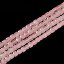 Rose Quartz Faceted Square Cube Beads Size 5mm 15.5" Strand