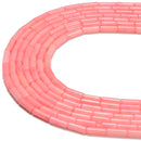 Pink Bamboo Coral Tube Beads Size 3x9mm 15.5'' Strand