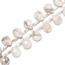 Natural Howlite Top Drill Faceted FlatTeardrop Size 8x10mm 15.5''Strand