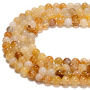 Natural Golden Healer Quartz Smooth Round Beads Size 6mm 8mm 10mm 15.5'' Strand